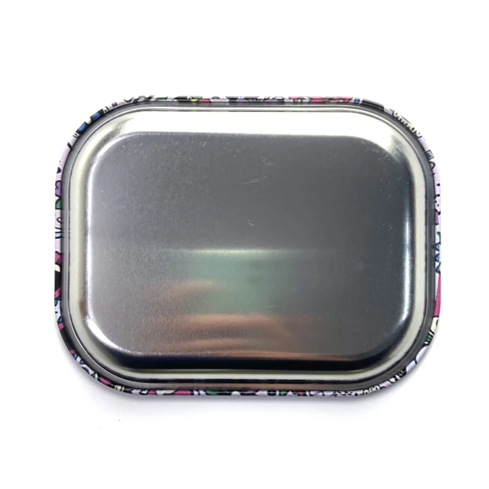 2Pcs Dish Tin Storage Plate Small Container Cigarette Case with 18X14cm Metal Tobacco Tinplate Rolling Tray Smoking Accessories