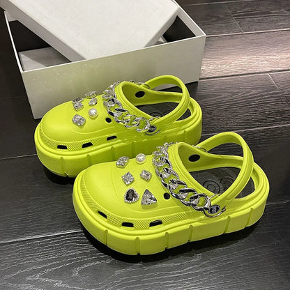 منصة النعال الصيف المرأة الصنادل 6 سنتيمتر أسافين السيدات في الهواء الطلق قباقيب سميكة الشارع الشاطئ الشرائح الفتيات الوجه يتخبط حذاء للحديقة