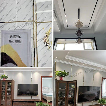 1 Roll Mirror Wall Sticker Stainless Steel Decorative Line Gold TV Background Ceiling Edging Strip Wall Decorations Living Room