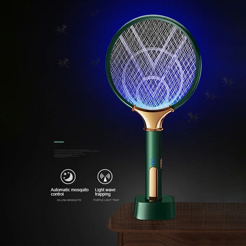 Mosquito Racket 2 In 1 USB Rechargeable Fly Zapper Swatter Lamp Seduction Trap Summer Night Baby Sleep Protect Tools
