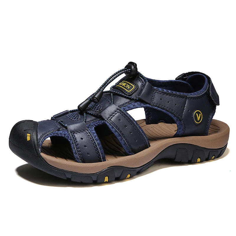 Men Leather Sandals Summer Classic Men's Outdoor Sandals Soft Comfortable Beach Sandals Slippers Men Shoes Large Size 38-48