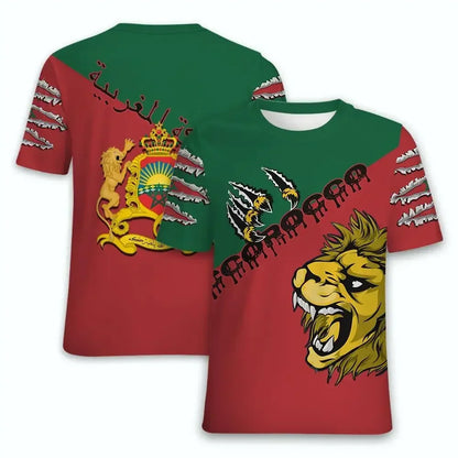 2024 New Morocco Flag Graphic 3D Printed T-shirt Morocco National Emblem Men's Tops  National Day Gifts Personalized Tee