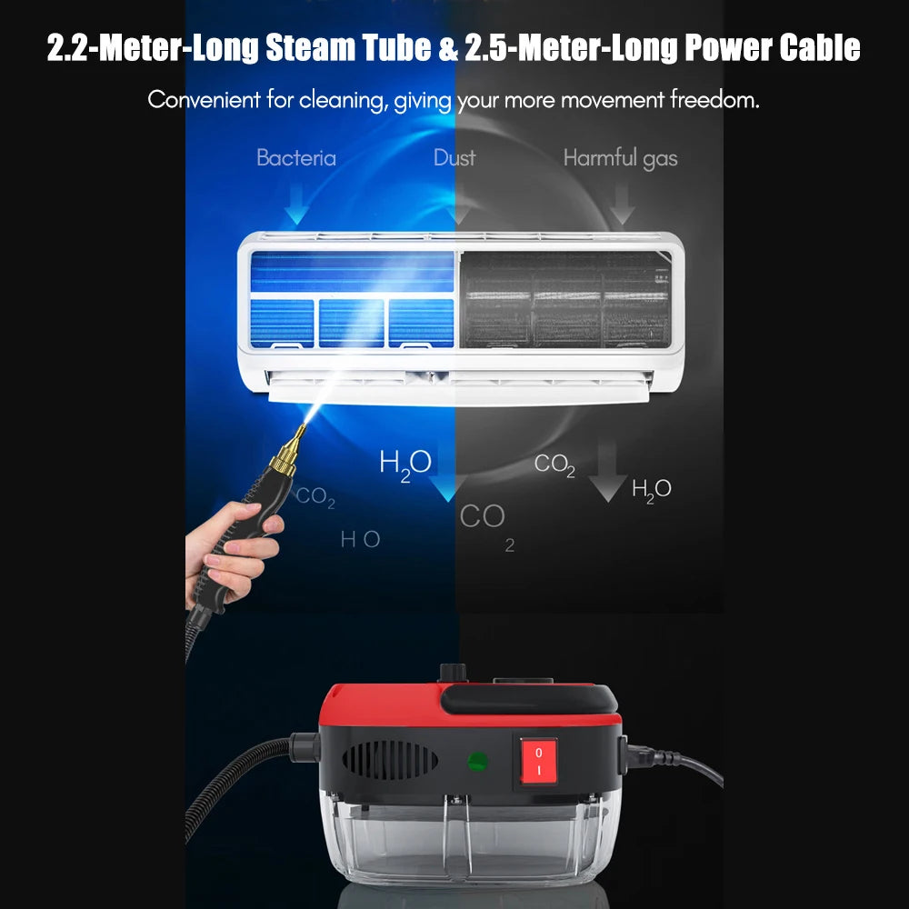 2500W Portable Handheld Steam Cleaner High Temperature Pressurized Steam Cleaning Machine with Brush Heads for Kitchen Furniture