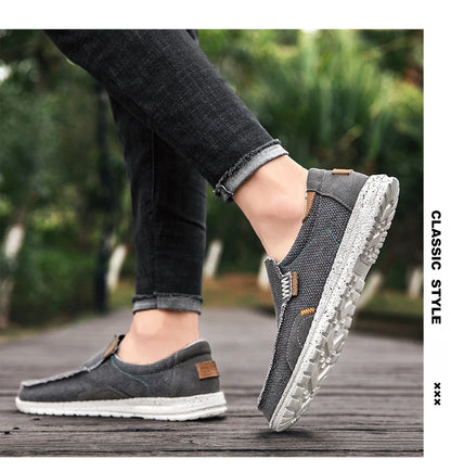 Summer Breathable Sneakers Men Canvas Shoes Slip On Loafers Men Comfty Casual Men Shoes Lightweight Flats Men Walking Zapatos