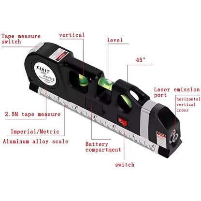 Instrument de nivellement Laser multifonction de haute précision, avec règle en acier, ligne droite croisée, outils de mesure du niveau Laser