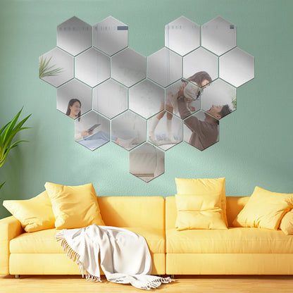6/12PCS Hexagon Mirror Wall Stickers Acrylic Self Adhesive Mosaic Tile Decals for Room Decoration DIY Art Ornaments Gift