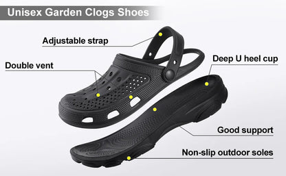 Bebealy Men Hole Clogs Slippers Men Garden Shoes For Men Arch Support Slides Summer Fashion Beach Slippers Non-slip EVA Slippers