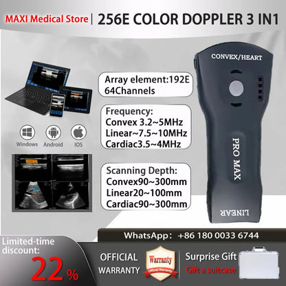 Scanner de sonde à ultrasons sans fil Portable, scanner à ultrasons WIFI, prise en charge de la valise gratuite iOS Android Windows