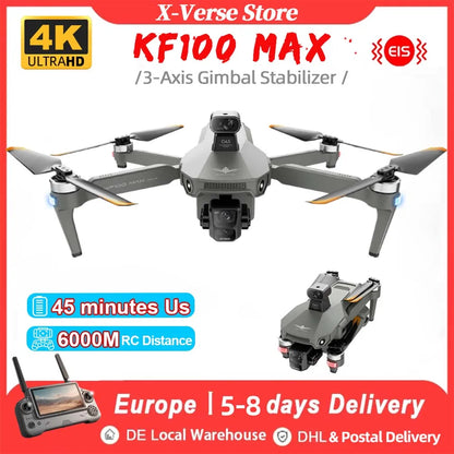 KF100 Max Drone 4K professionnel 3 axes cardan Laser évitement d'obstacles GPS 6KM RC Dron 45 Minutes de temps de vol RC quadrirotor