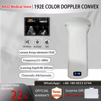 Scanner de sonde à ultrasons sans fil Portable, scanner à ultrasons WIFI, prise en charge de la valise gratuite iOS Android Windows