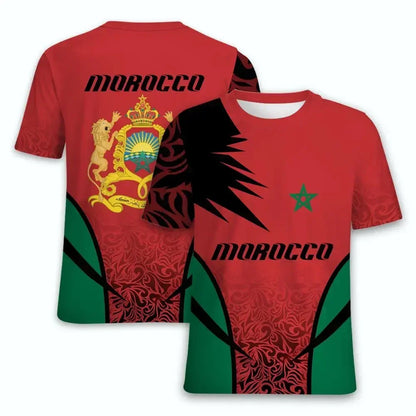 2024 New Morocco Flag Graphic 3D Printed T-shirt Morocco National Emblem Men's Tops  National Day Gifts Personalized Tee