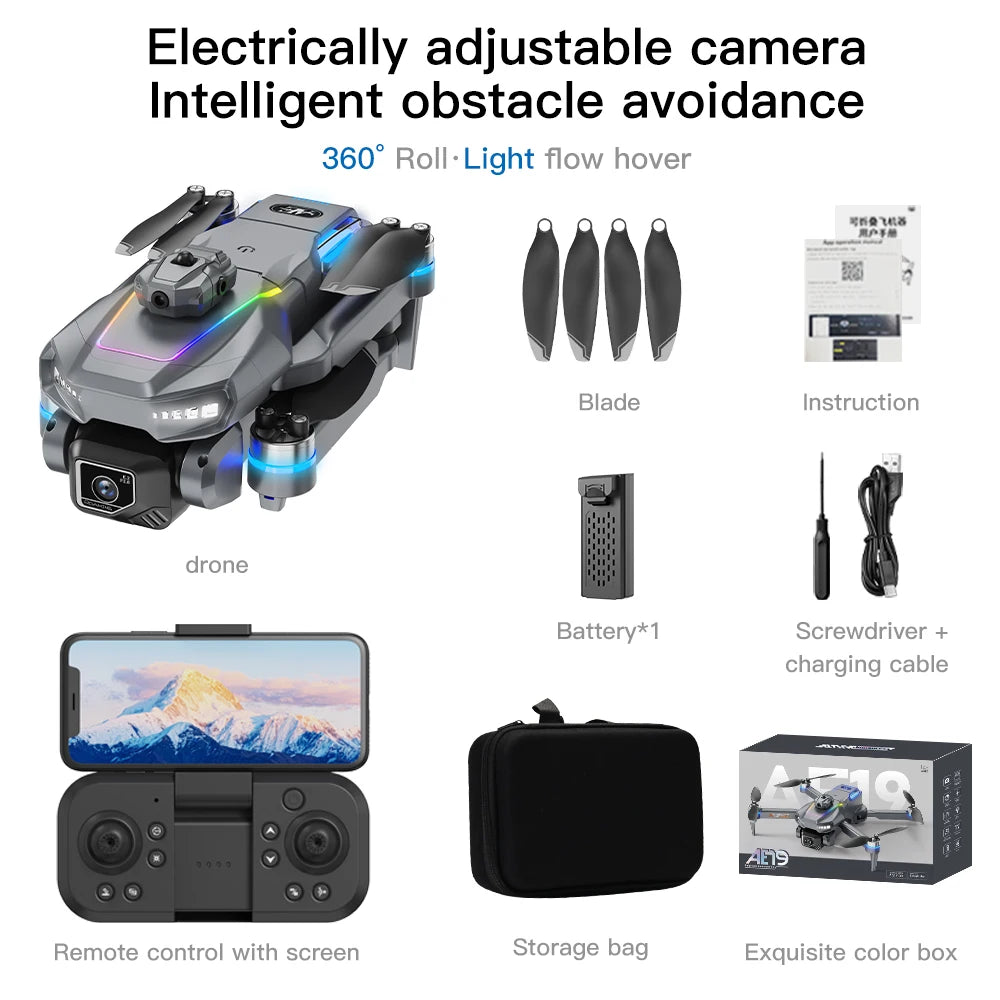 2025 nouveau Drone AE19 8K HD 4.3 "hélicoptère télécommandé en Mode sans tête 360 °   Flip Quadcopter jouets Mini Drone Fors enfant jouet cadeaux