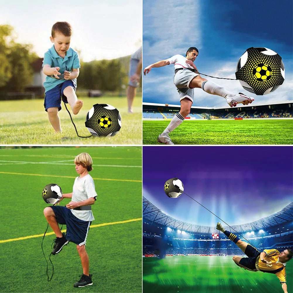 Football Kick Throw Trainer Adjustable Solo Practice Training Belt Elastic Soccer Trainer Belt for Soccer Ball Practice