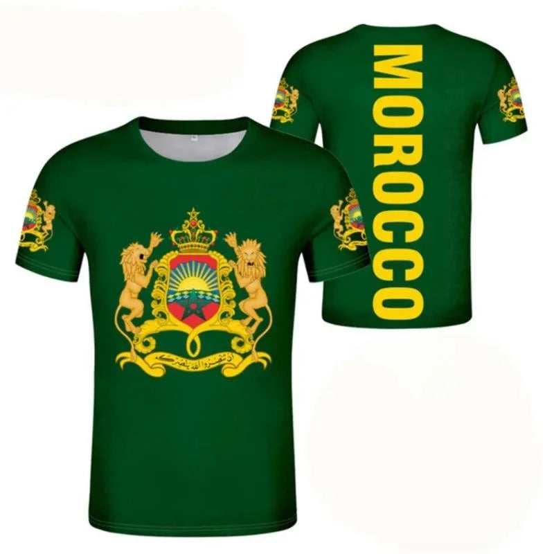 Morocco Flag Emblem Graphic T Shirt For Men 3D Printed Football Sports Moroccan T-Shirts Round Neck Short Sleeve Tops Tee Shirts