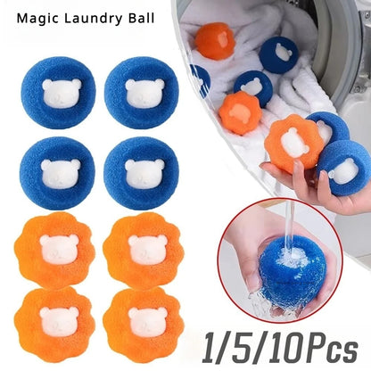 1/5/10PCS Laundry Ball Set Reusable Washing Machine Hair Removal Ball Cleans Lint Fuzz Pet Hair Clothing Household Products Home