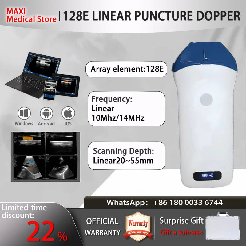 Scanner de sonde à ultrasons sans fil Portable, scanner à ultrasons WIFI, prise en charge de la valise gratuite iOS Android Windows