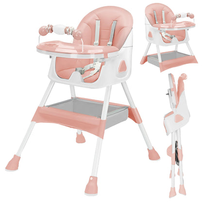 Foldable Baby High Chair 6 Months Plus, with Large Antislip Pad & ToyRack, Easy to Clean Feeding , E500