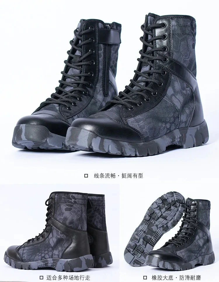 Men Boots Lace Up Waterproof Outdoor Botas Breathable Canvas Camouflage Tactical Combat Desert Ankle Shoes D139