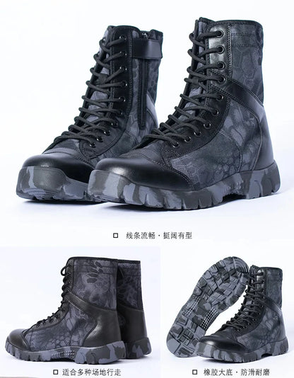 Men Boots Lace Up Waterproof Outdoor Botas Breathable Canvas Camouflage Tactical Combat Desert Ankle Shoes D139