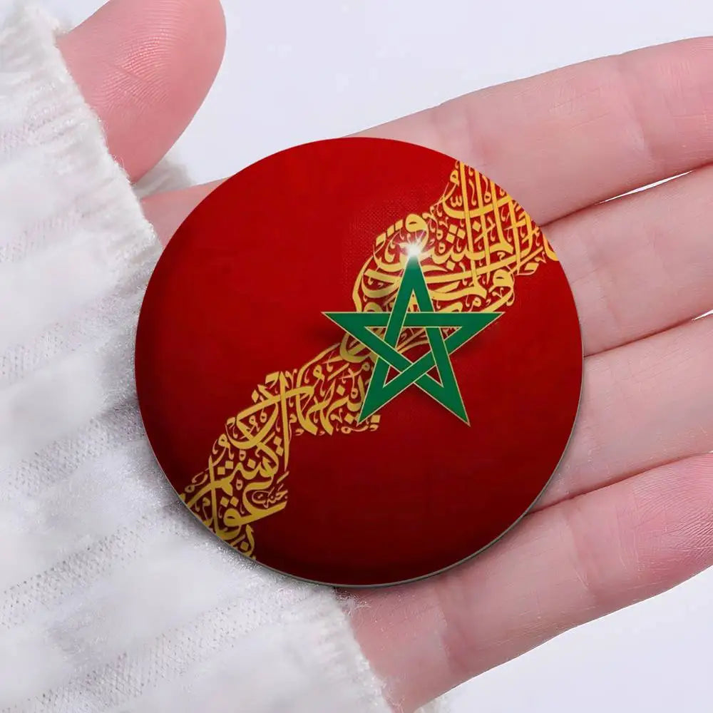 Morocco Flag Map Logo Badges Round Exquisite Badge Brooches Creative Pins For Clothes Hat Backpack Gift Accessories