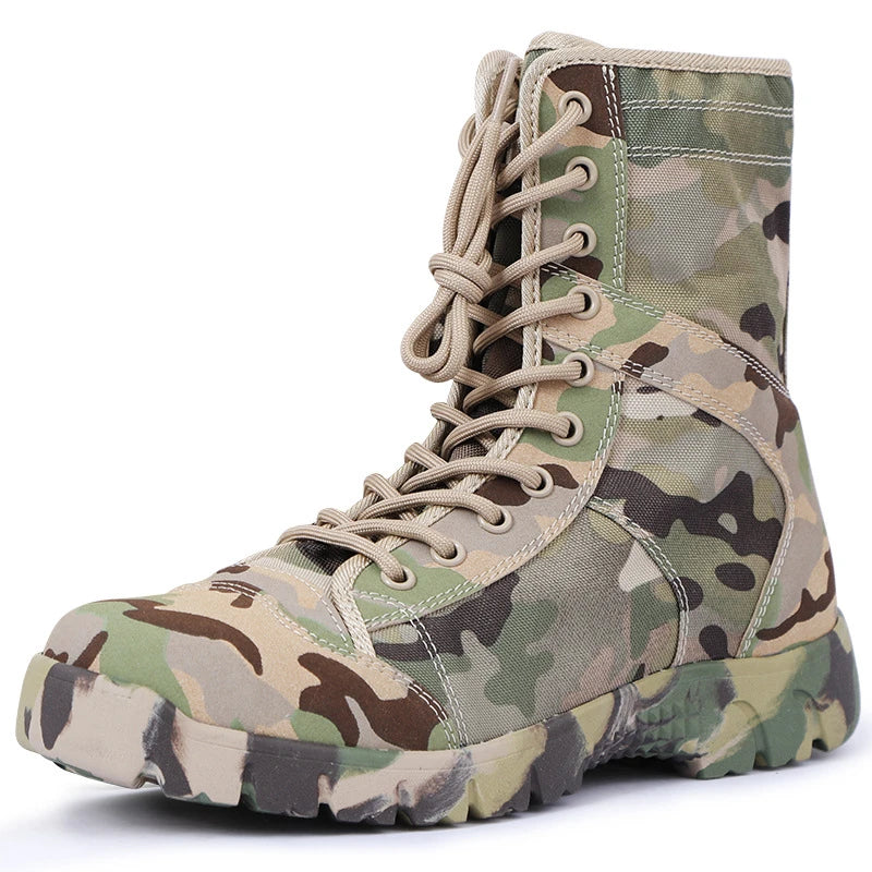 Men Boots Lace Up Waterproof Outdoor Botas Breathable Canvas Camouflage Tactical Combat Desert Ankle Shoes D139
