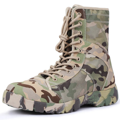 Men Boots Lace Up Waterproof Outdoor Botas Breathable Canvas Camouflage Tactical Combat Desert Ankle Shoes D139