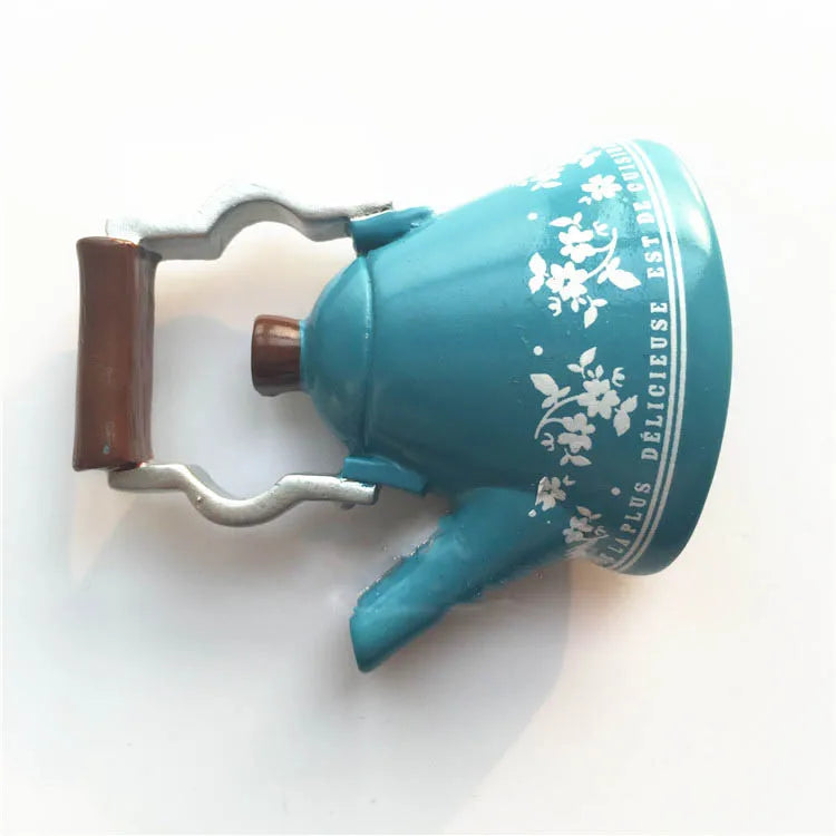Kettle Teapot Style Refrigerator Magnetic 3D Stickers, Home Decoration, Food Fridge Magnets, Travel Souvenir Accessory