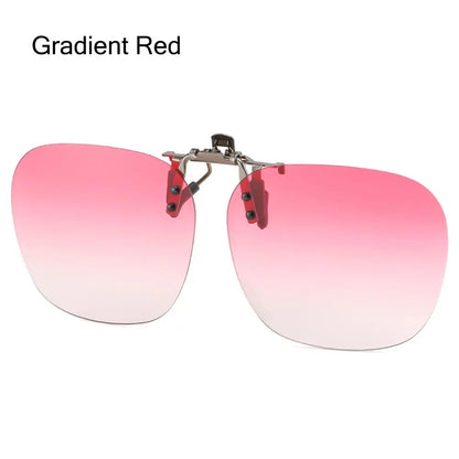 Metal Clip Clip-On Polarized Sunglasses Convenient Rimless Flip-up Sun Glasses for Prescription Glasses UV400 Polygonal Shades