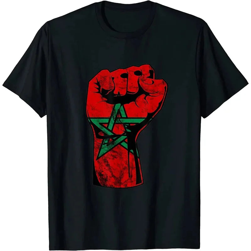 Morocco Flag Emblem Graphic T Shirt For Men 3D Printed Football Sports Moroccan T-Shirts Round Neck Short Sleeve Tops Tee Shirts