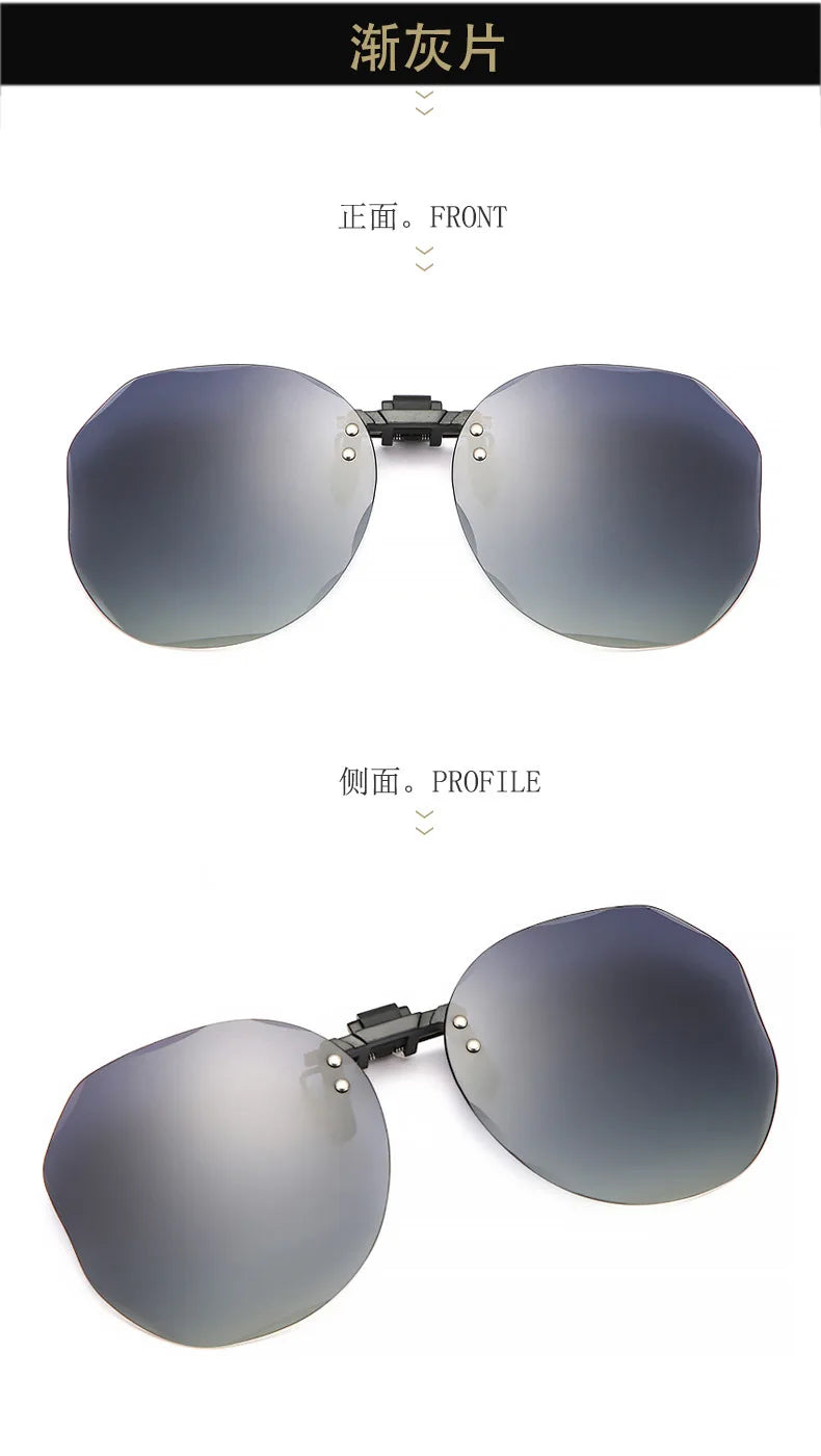 Women Sunglasses Clip-on Polarized Optical Glasses Clip Diamond Cut Mirror Eyeglasses Anti-UV Driving Sunglasses 2023 Trendy
