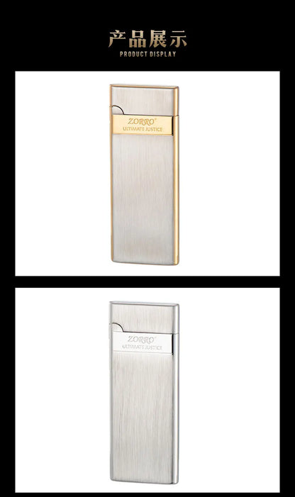 ZORRO Ultra-thin Gas Lighter Grinding Wheel Slim Portable Personalized Men's Gift Cigarette Lighter Cigarette Accessories