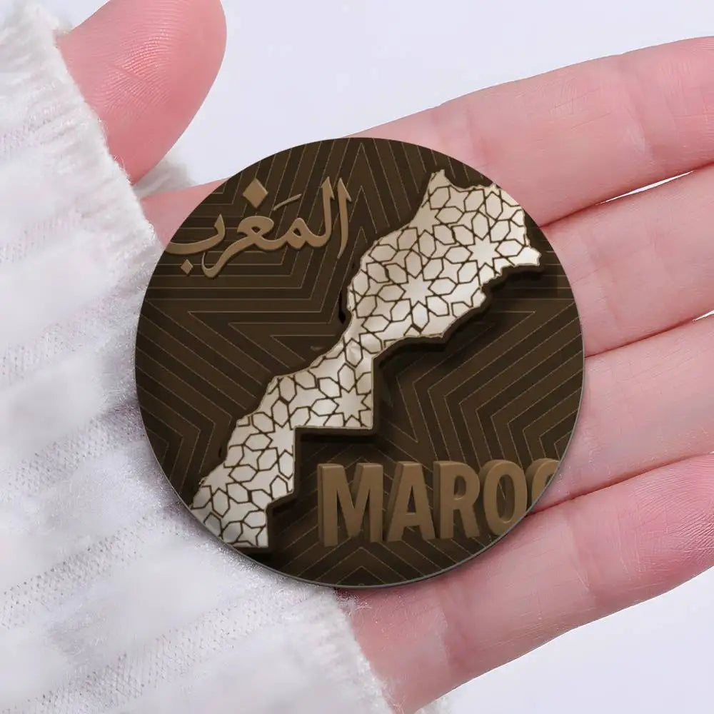 Morocco Flag Map Logo Badges Round Exquisite Badge Brooches Creative Pins For Clothes Hat Backpack Gift Accessories