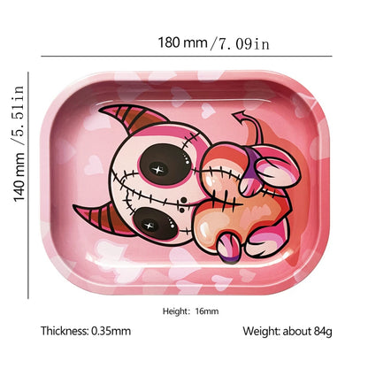 2Pcs Dish Tin Storage Plate Small Container Cigarette Case with 18X14cm Metal Tobacco Tinplate Rolling Tray Smoking Accessories