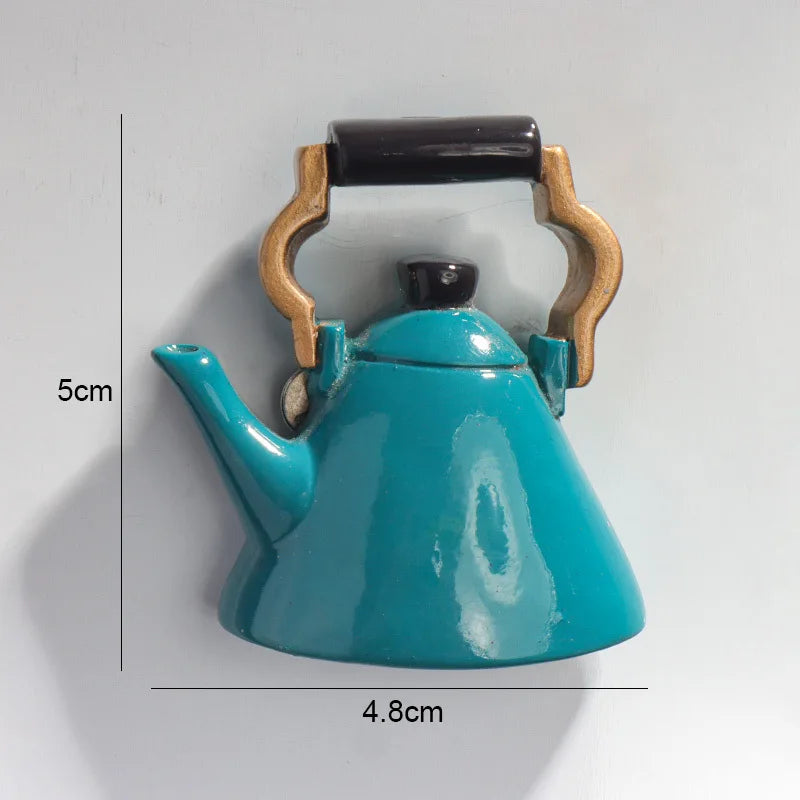 Kettle Teapot Style Refrigerator Magnetic 3D Stickers, Home Decoration, Food Fridge Magnets, Travel Souvenir Accessory