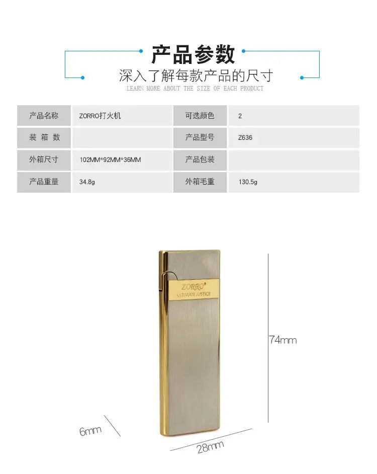 Zorro Ultra-thin Easy To Put Cigarette Case Grinding Wheel Inflatable Lighter Man Toy