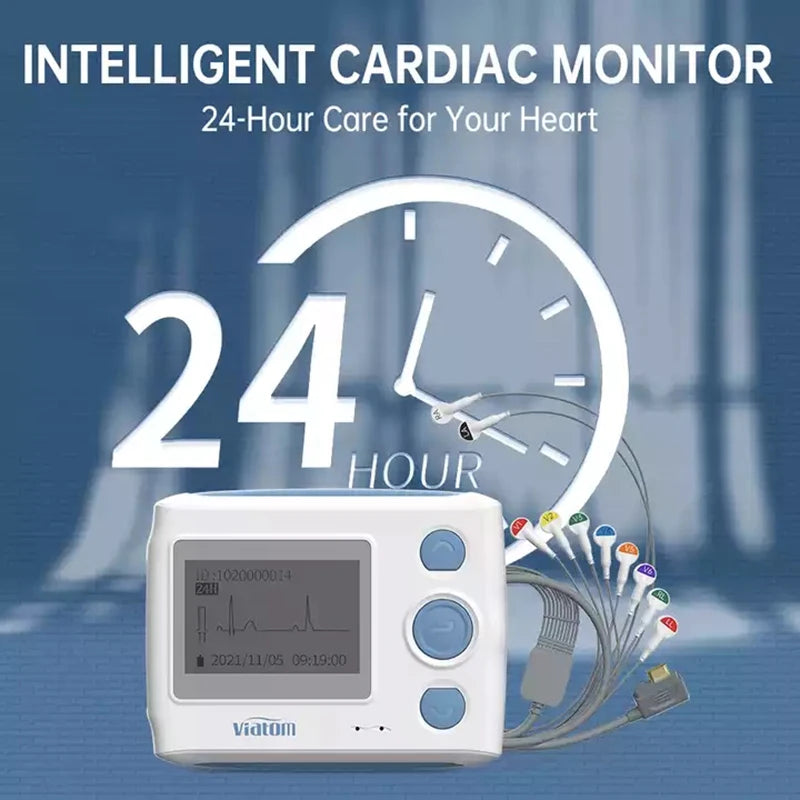 Moniteur Holter à 12 fils, enregistreur, surveillance continue 24 heures sur 24, dispositif ECG et fréquence cardiaque, moniteur d'électrode ECG, stockage de données