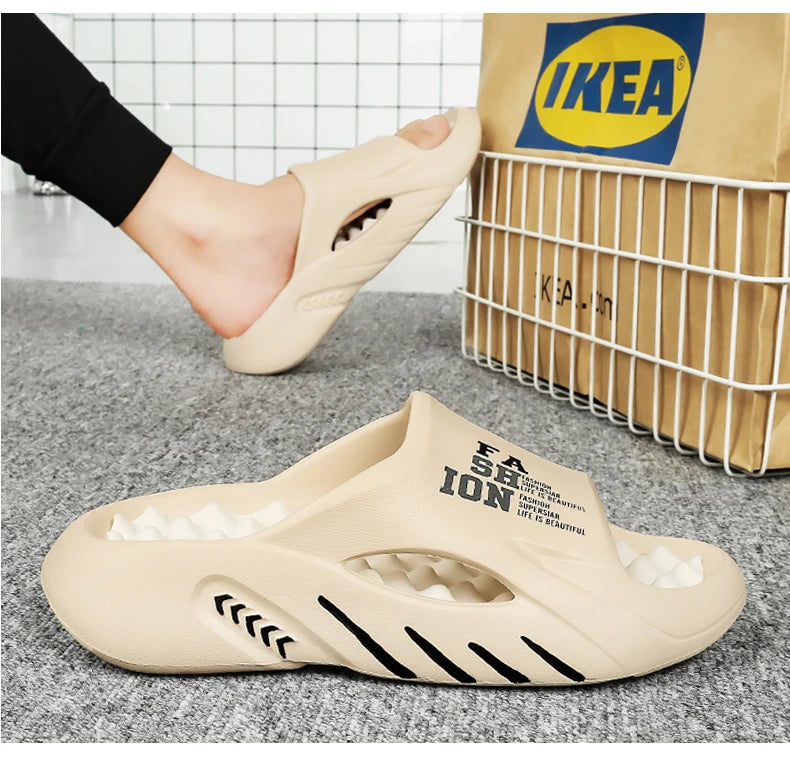 Summer Men Massage Slippers Indoor Outdoor Sandals Beach Casual Shoes Soft Sole Slides Men Flip-flops Men's Sandals Big Size 47