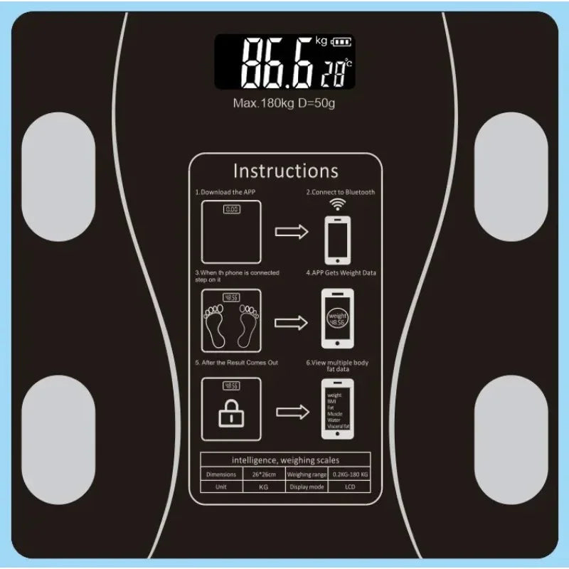 Weight Scale Body Fat Smart Bluetooth Electronic Scale Weighing Scale Home Health Scale Human Body Scale Smart Scale