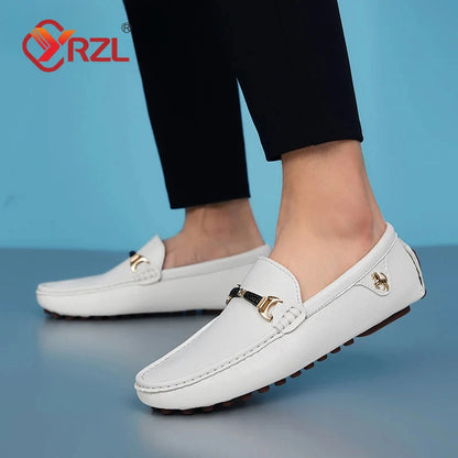 YRZL Men's Loafers 2024 Spring Autumn Fashion Shoes Men Classic Brand High Quality Leather Comfy Drive Shoes Boat Casual Shoes