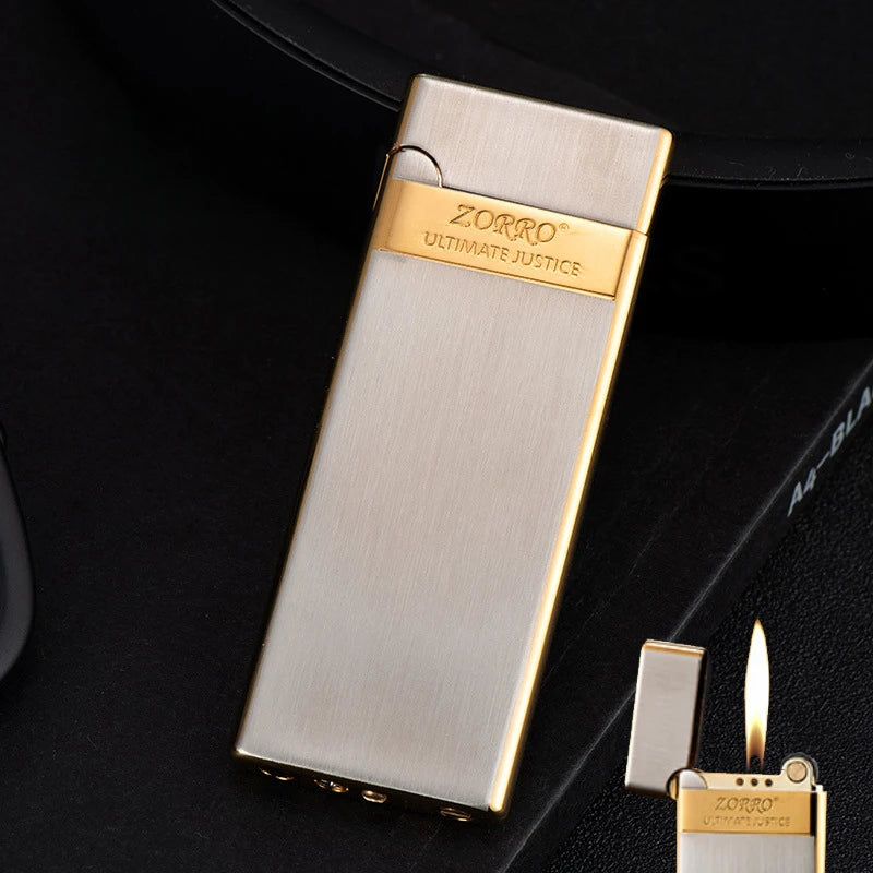 ZORRO Ultra-thin Gas Lighter Grinding Wheel Slim Portable Personalized Men's Gift Cigarette Lighter Cigarette Accessories