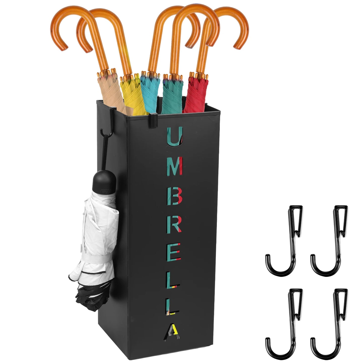 Metal Umbrella Stand Freestanding Square Mesh Umbrella Holder Decorative Umbrella Bin for Home Entryway Office Hotel Supermarket