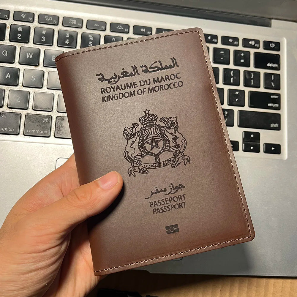 Handmade Kingdom of Morocco Passport Cover Genuine Leather Moroccan Passport Holder