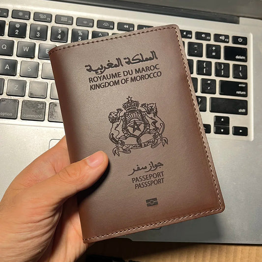 Handmade Kingdom of Morocco Passport Cover Genuine Leather Moroccan Passport Holder