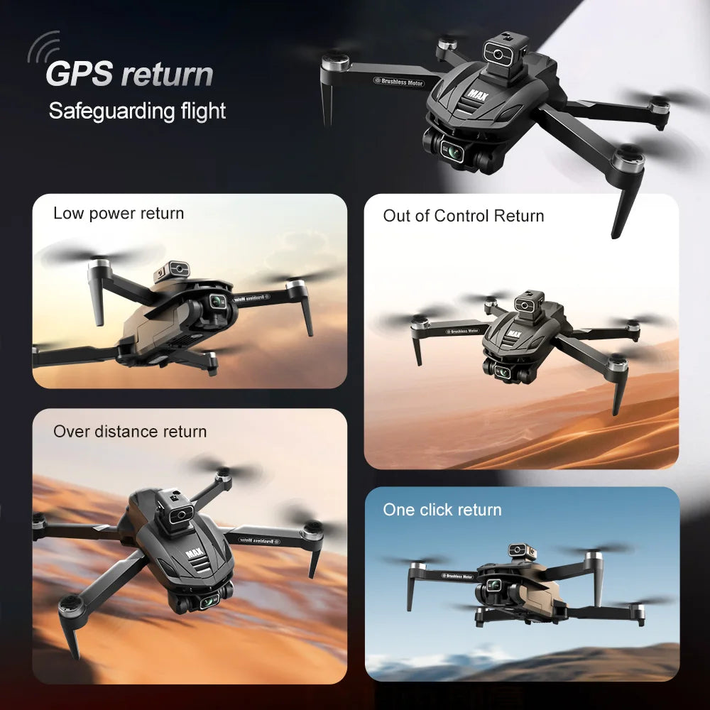 2025 V168 Pro MAX GPS Drone 8K Caméra HD professionnelle 5G WIFI FPV 360 °   Quadrirotor RC grand écran sans balais pour éviter les obstacles