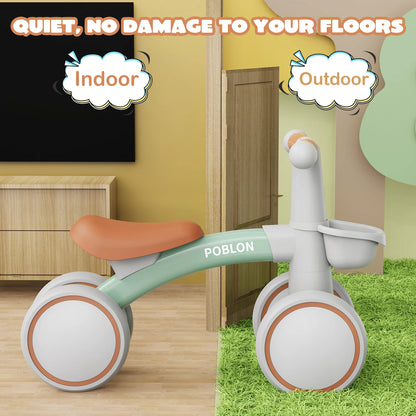 Baby Balance Bike 4 Wheels Bicycle without Pedals First Bike for Children from 1 to 2 Years old 12 to 24 months Outdoor Toy Car