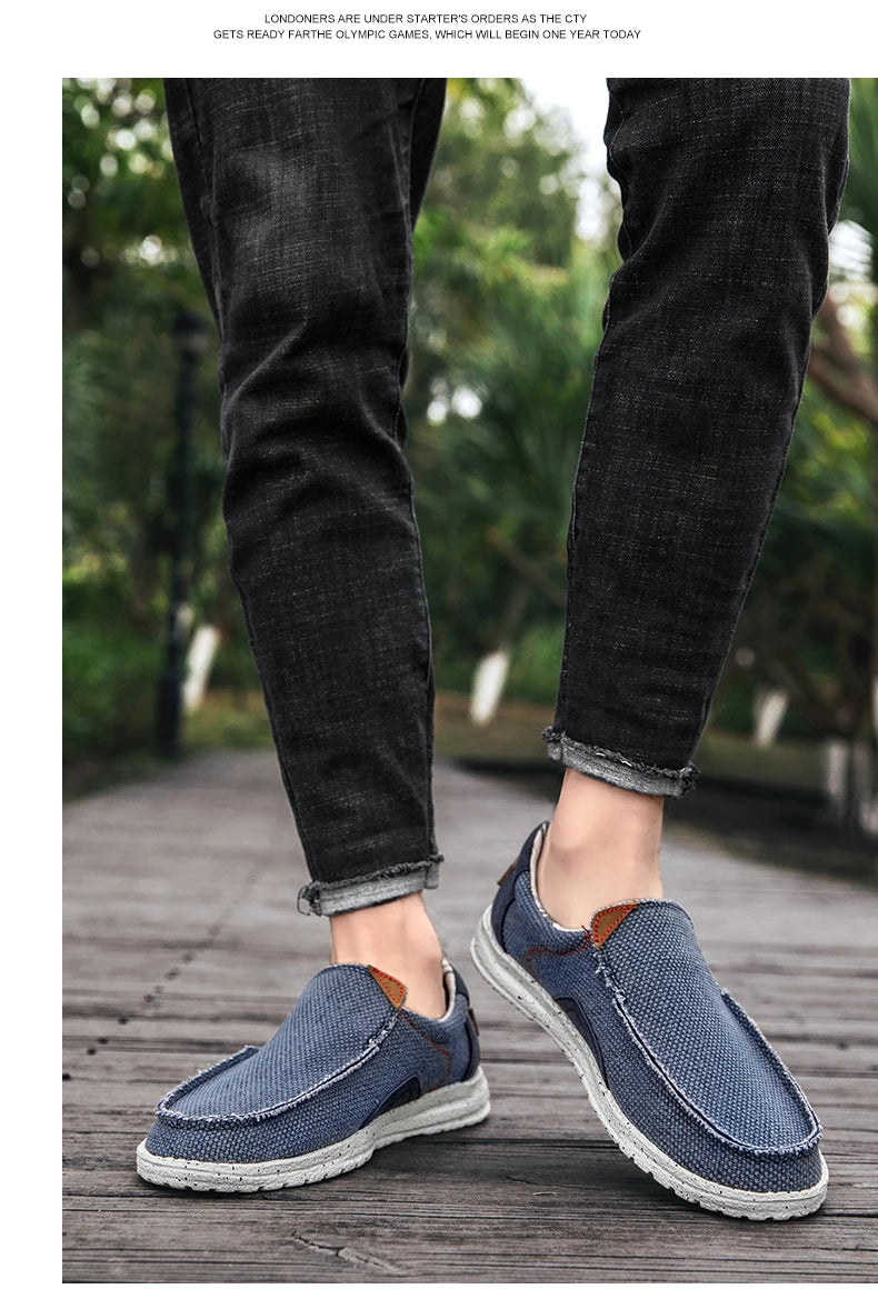 Summer Breathable Sneakers Men Canvas Shoes Slip On Loafers Men Comfty Casual Men Shoes Lightweight Flats Men Walking Zapatos