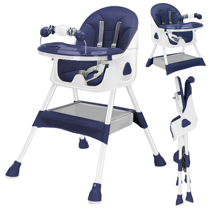 Foldable Baby High Chair 6 Months Plus, with Large Antislip Pad & ToyRack, Easy to Clean Feeding , E500