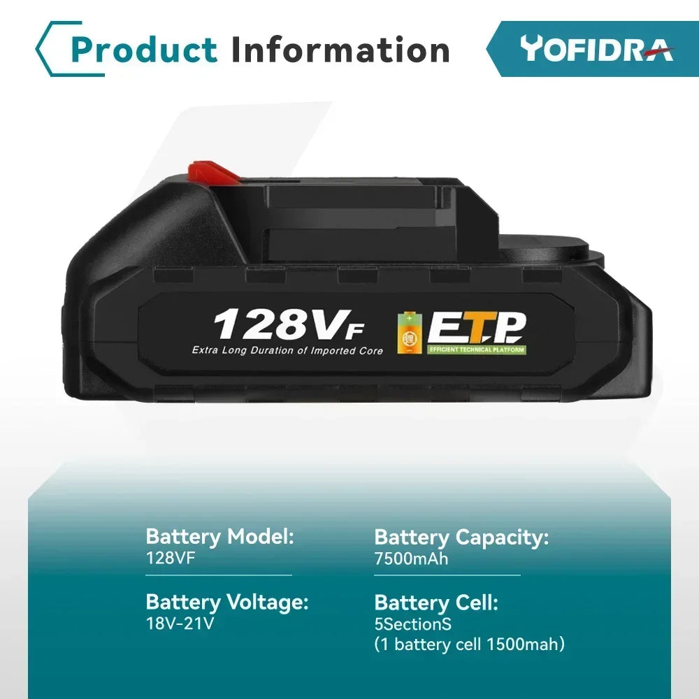 Yofidra batterie Li-Ion Rechargeable 7500 mAh-22500 mAh outil électrique haute capacité remplacer la batterie pour perceuse clé souffleur outil
