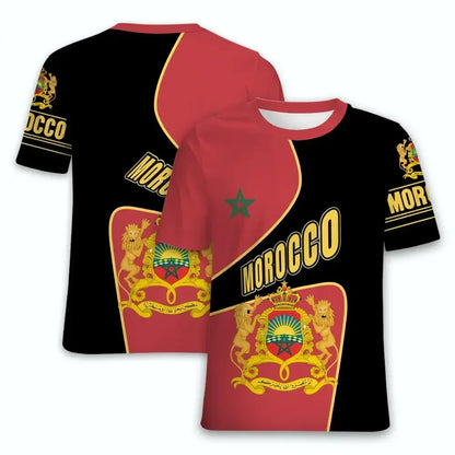2024 New Morocco Flag Graphic 3D Printed T-shirt Morocco National Emblem Men's Tops  National Day Gifts Personalized Tee