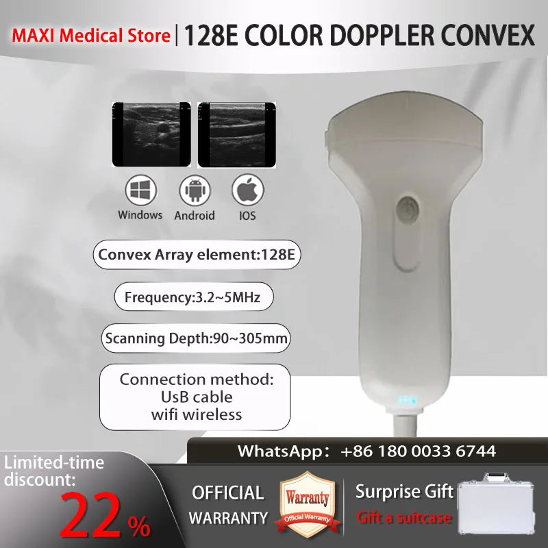 Scanner de sonde à ultrasons sans fil Portable, scanner à ultrasons WIFI, prise en charge de la valise gratuite iOS Android Windows